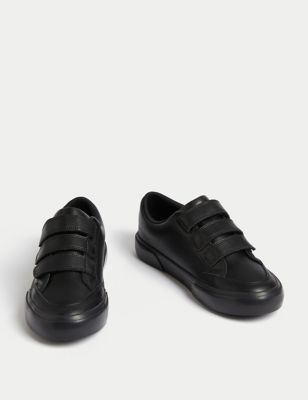 Kids' Triple Riptape Leather School Shoes (13 Small - 9 Large)