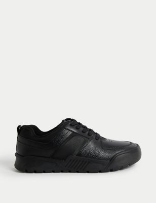 M&S Boys' Leather Lace Freshfeet School Shoes (13 Small - 9 Large) - 3 LSTD - Black, Black