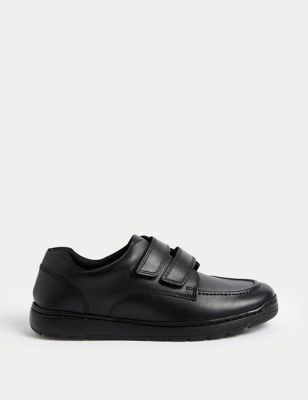 M&S Boy's Kid's Leather Riptape School Shoes (13 Small - 9 Large) - 3 LSTD - Black, Black