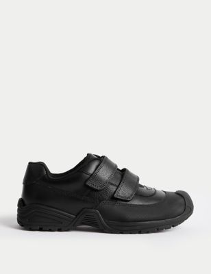 M&S Boy's Kid's Leather Riptape School Shoes (13 Small - 9 Large) - 3 LWDE - Black, Black