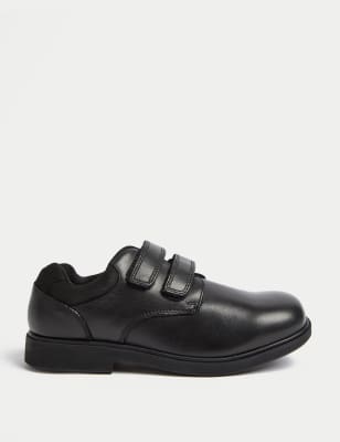 M&S Boy's Kid's Leather Riptape School Shoes (8 Small - 2 Large) - 1 LSTD - Black, Black