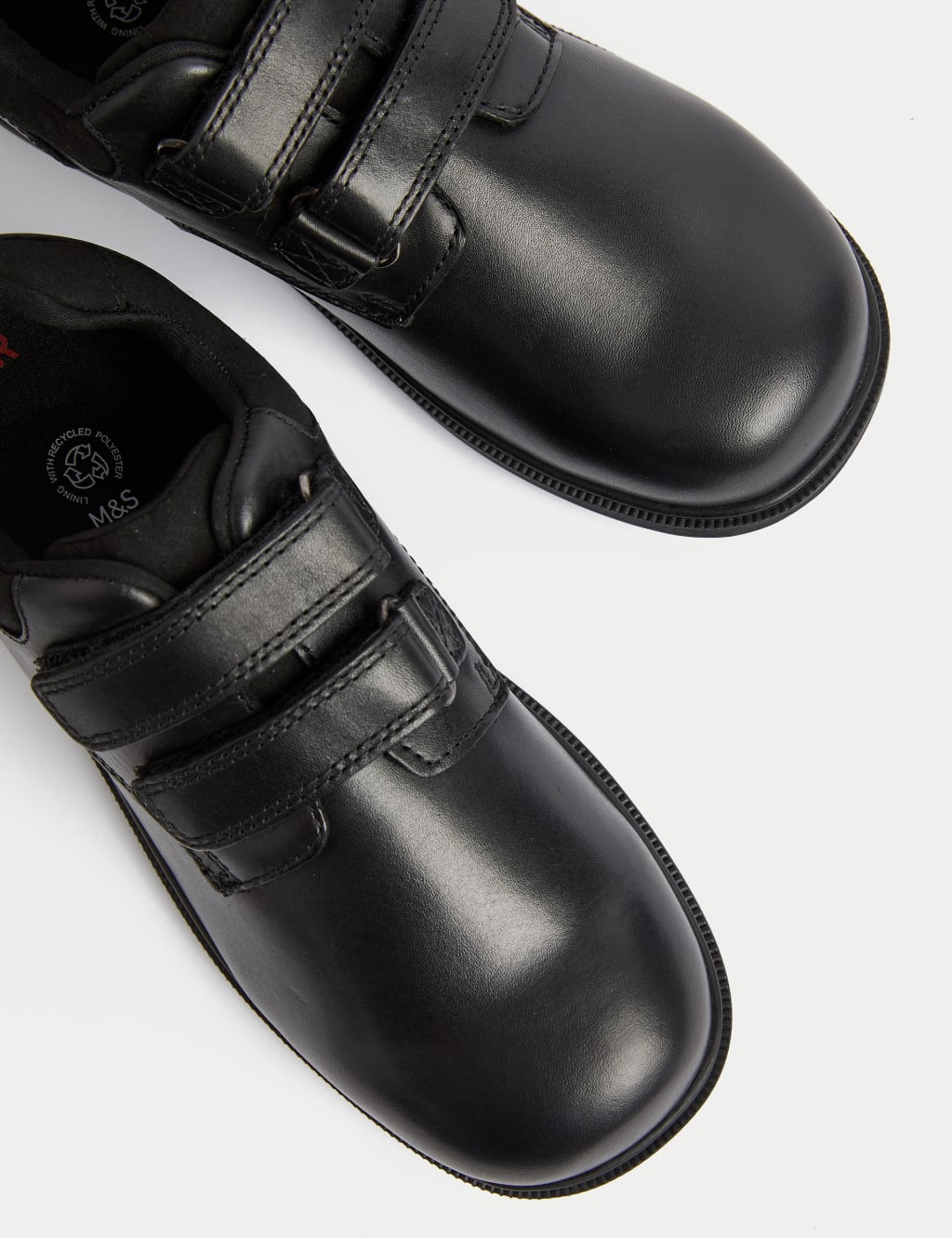 Kids’ Leather Riptape School Shoes (8 Small - 1 Large) image 2