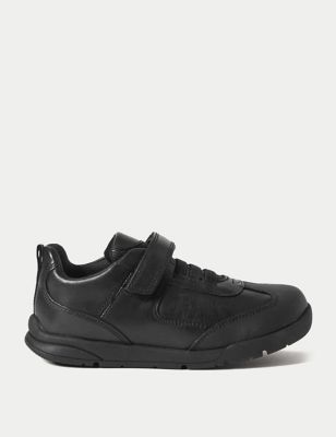 M&S Boys Leather Riptape School Shoes (8 Small - 1.5 Large) - 1 LNAR - Black, Black