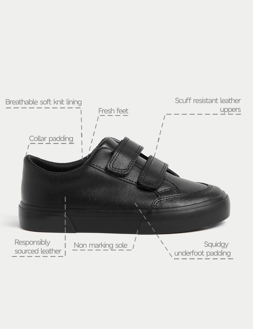 Kids' Leather Freshfeet™ School Shoes (8 Small - 2 Large) image 5