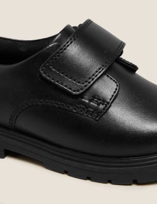 

M&S Collection Zapatos infantiles escolares de piel con velcro (8 pequeño- 1 grande) - Black, Black
