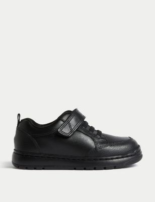 M&S Boys Leather Riptape School Shoes (8 small - 2 Large) - 8 SSTD - Black, Black