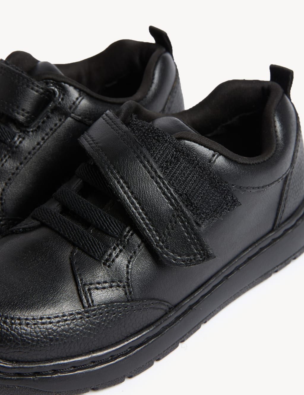 Kids' Leather Riptape School Shoes (8 small - 2 Large) image 2