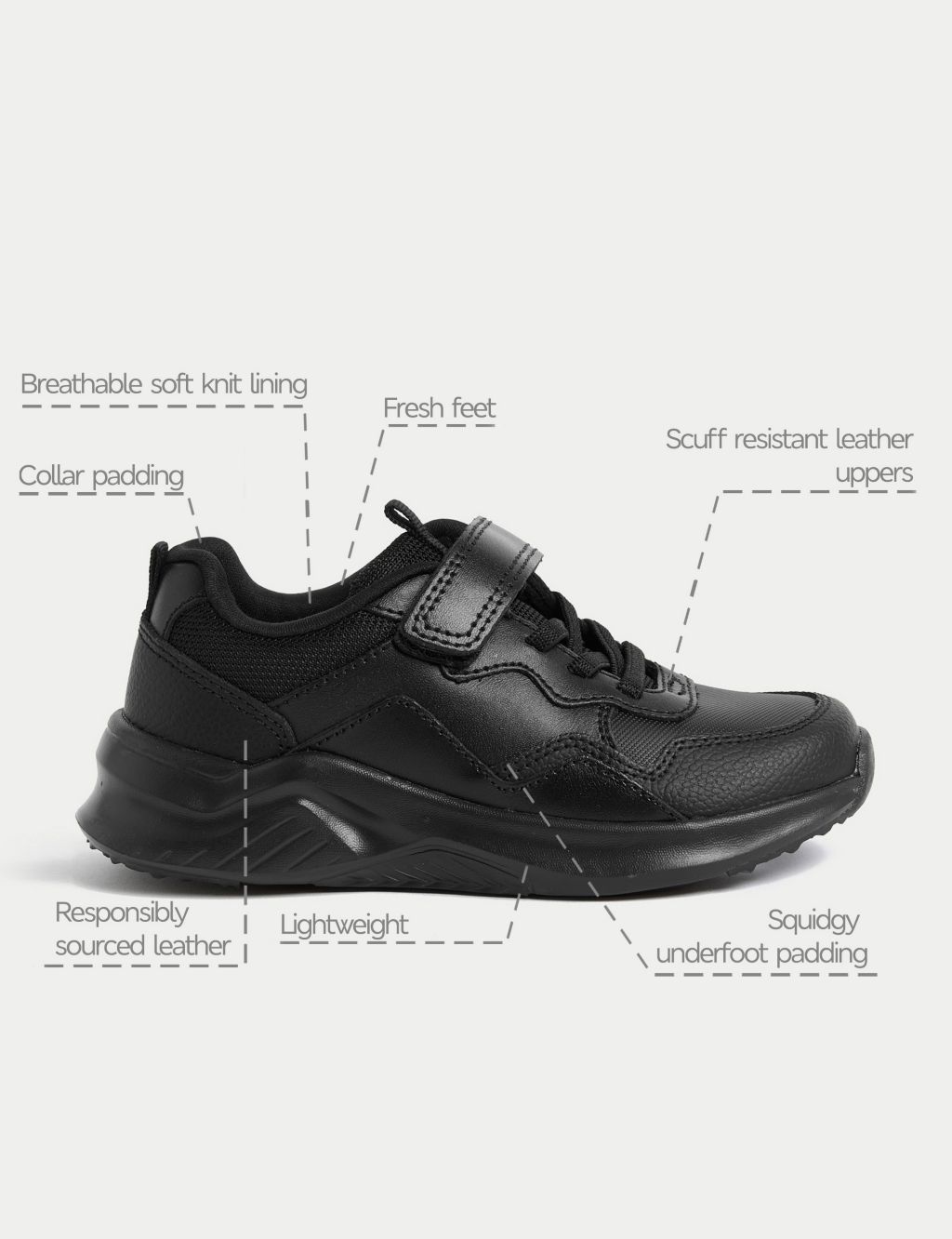 Kids' Leather Freshfeet™ School Shoes (8 Small-2 Large) image 5