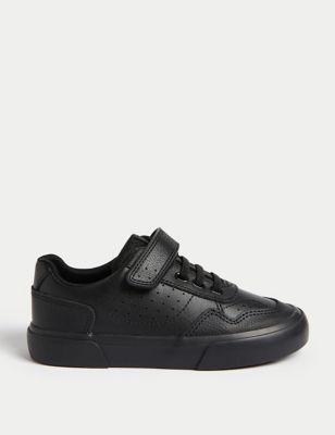 M&S Boy's Kid's Leather Riptape School Shoes (8 Small - 2 Large) - 8.5 SSTD - Black, Black