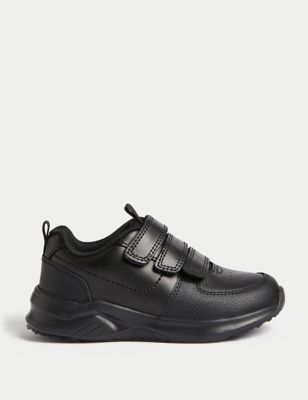 M&S Boy's Kid's Leather Riptape School Shoes (8 Small - 2 Large) - 8 SSTD - Black, Black