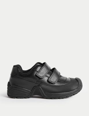 M&S Boy's Leather Riptape School Shoes (8 Small - 2 Large) - 1 LSTD - Black, Black