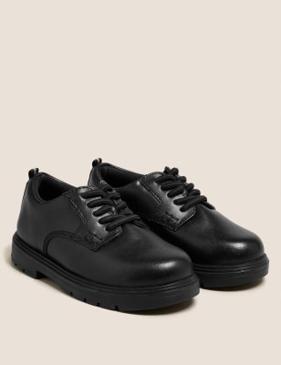 

Boys M&S Collection Kids' Leather Elastic Lace School Shoes (8 Small - 1 Large) - Black, Black