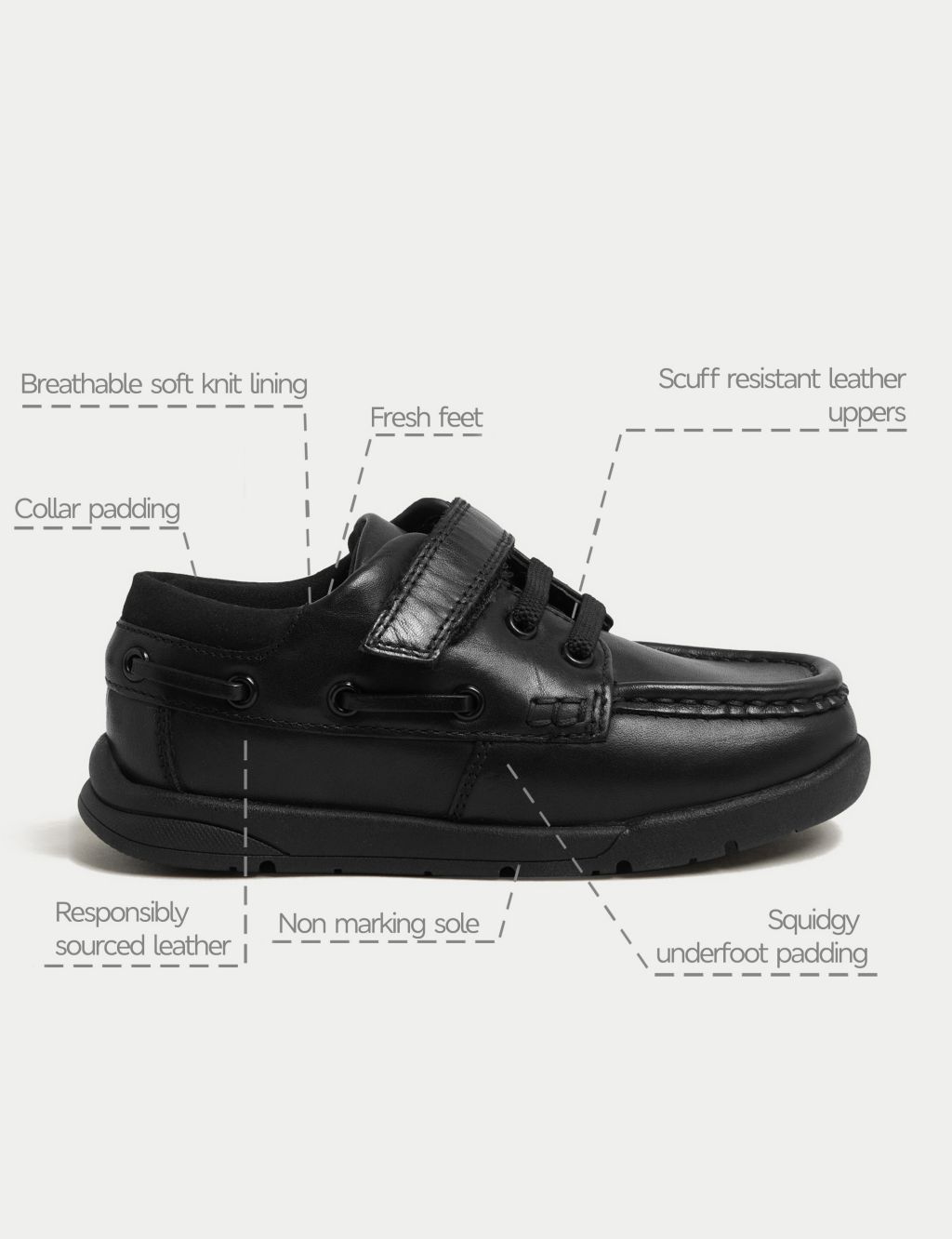 Kids' Leather Freshfeet™ Riptape School Shoes (8 Small - 2 Large) image 5