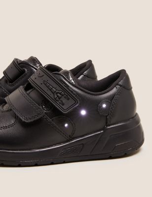 M&S Boys Kids' Leather Light Up Riptape School Shoes (8 Small