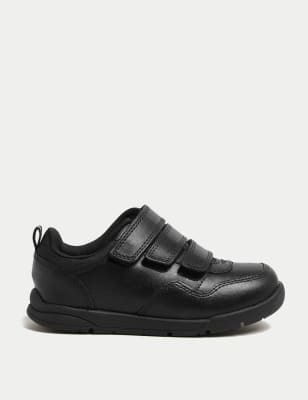 M&S Boys Leather Freshfeet School Shoes (8 Small - 2 Large) - 12 SWDE - Black, Black