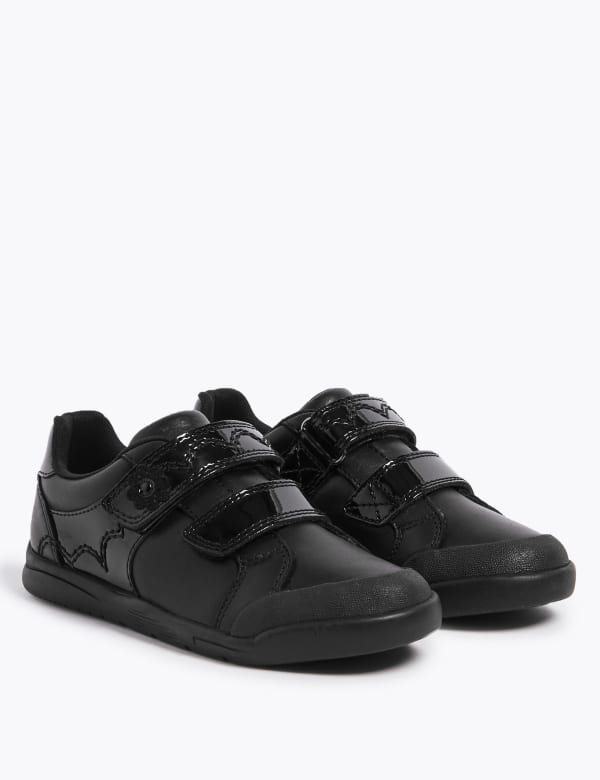 Kids' Leather Riptape School Shoes (8 Small - 1 Large)