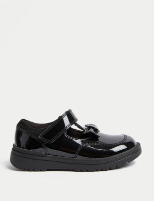 M&S Girls Leather T-Bar School Shoes (8 Small - 1 Large) - 1 LSTD - Black, Black