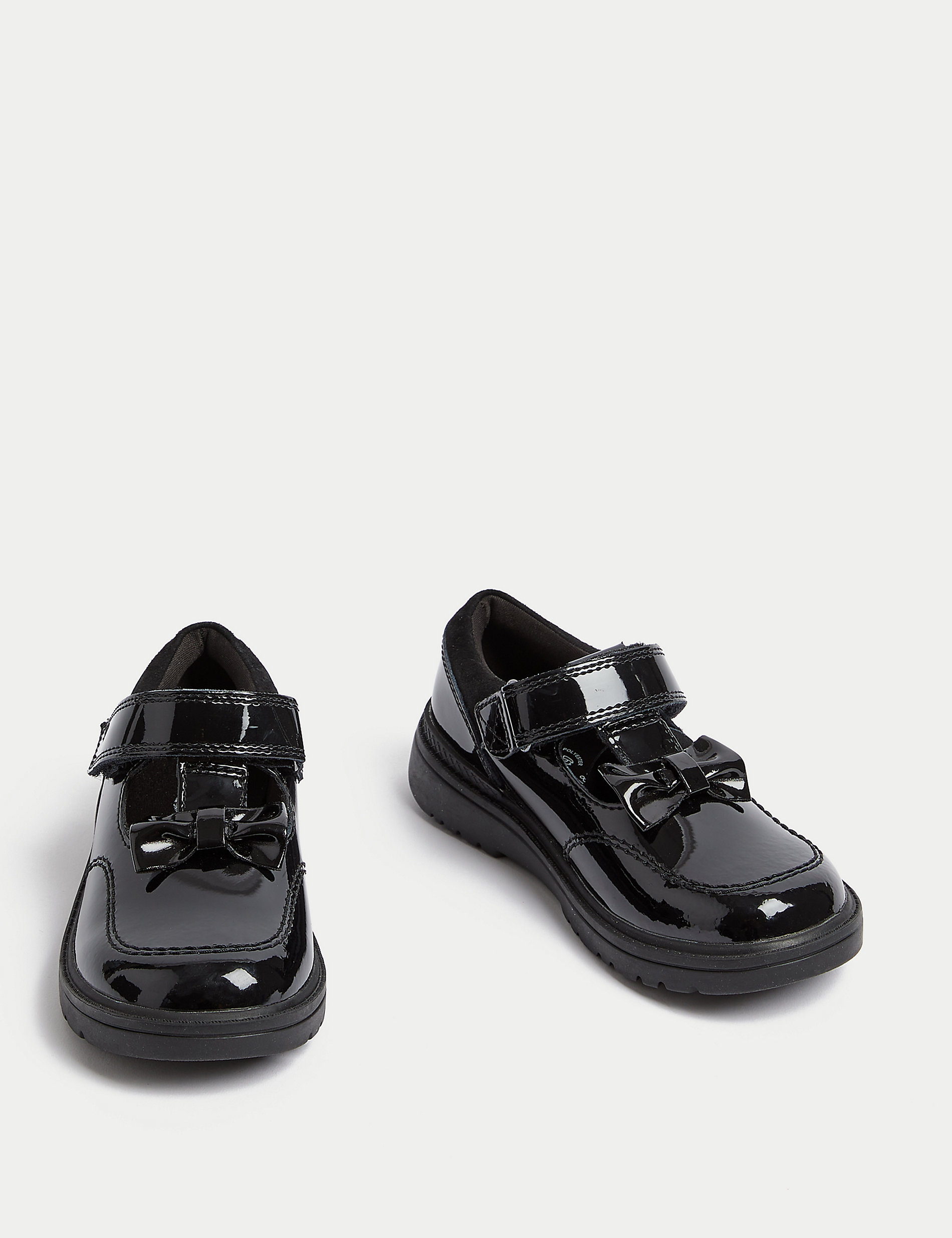 Zapatos escolares infantiles de piel con tira en T (8 pequeño-1 grande)