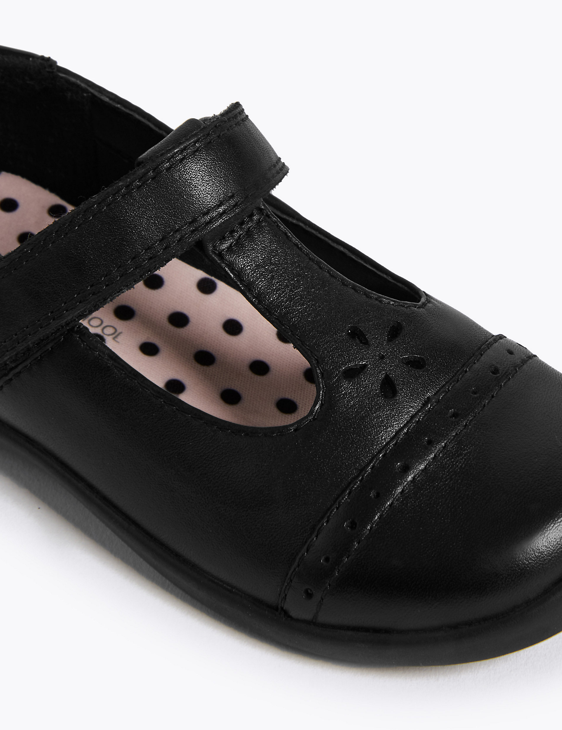 Zapatos escolares infantiles de piel con tira en T (8 pequeño-1 grande)