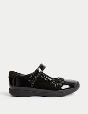 Zapatos escolares infantiles de piel de charol con tira en T (8 pequeño-1  grande)