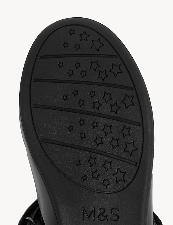 أحذية مدرسية للأطفال من الجلد مع شريط لاصق فيلكرو (8 صغير - 1 كبير) - OM