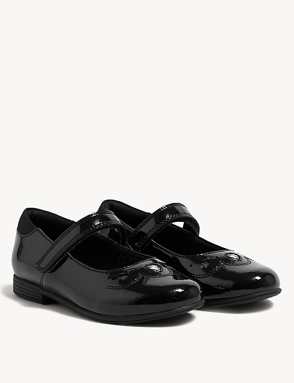 Kids' Leather Riptape School Shoes (8 Small - 1 Large) - HU
