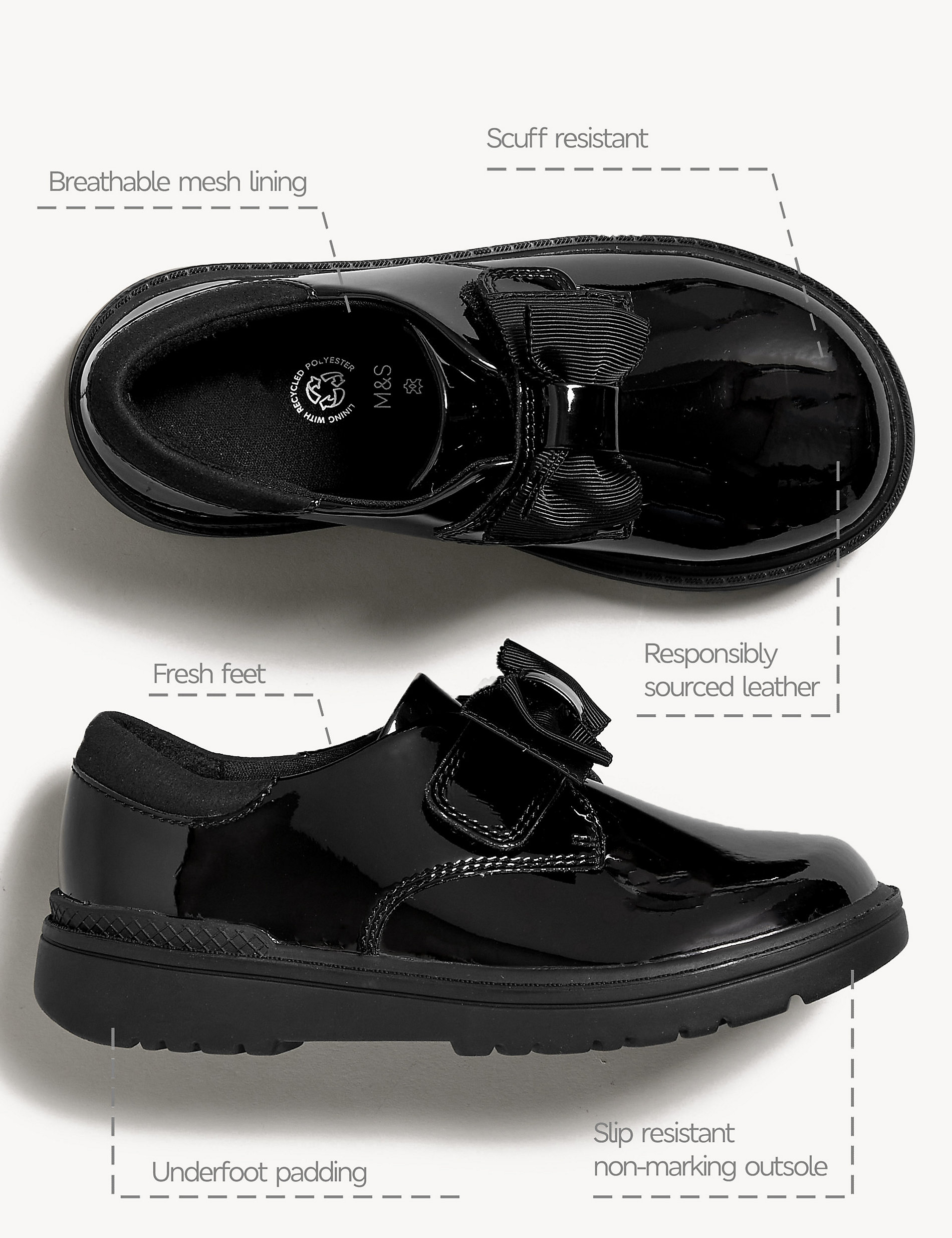 Garçons terme Black leater School Chaussures Taille UK Kids 11,new avec boite 