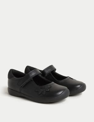 M&S Girls Leather Freshfeet School Shoes (8 Small - 2 Large) - 10 SSTD - Black, Black