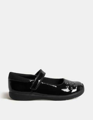 M&S Girls Leather Frozentm School Shoes (8 Small - 2 Large) - 1 LNAR - Black, Black