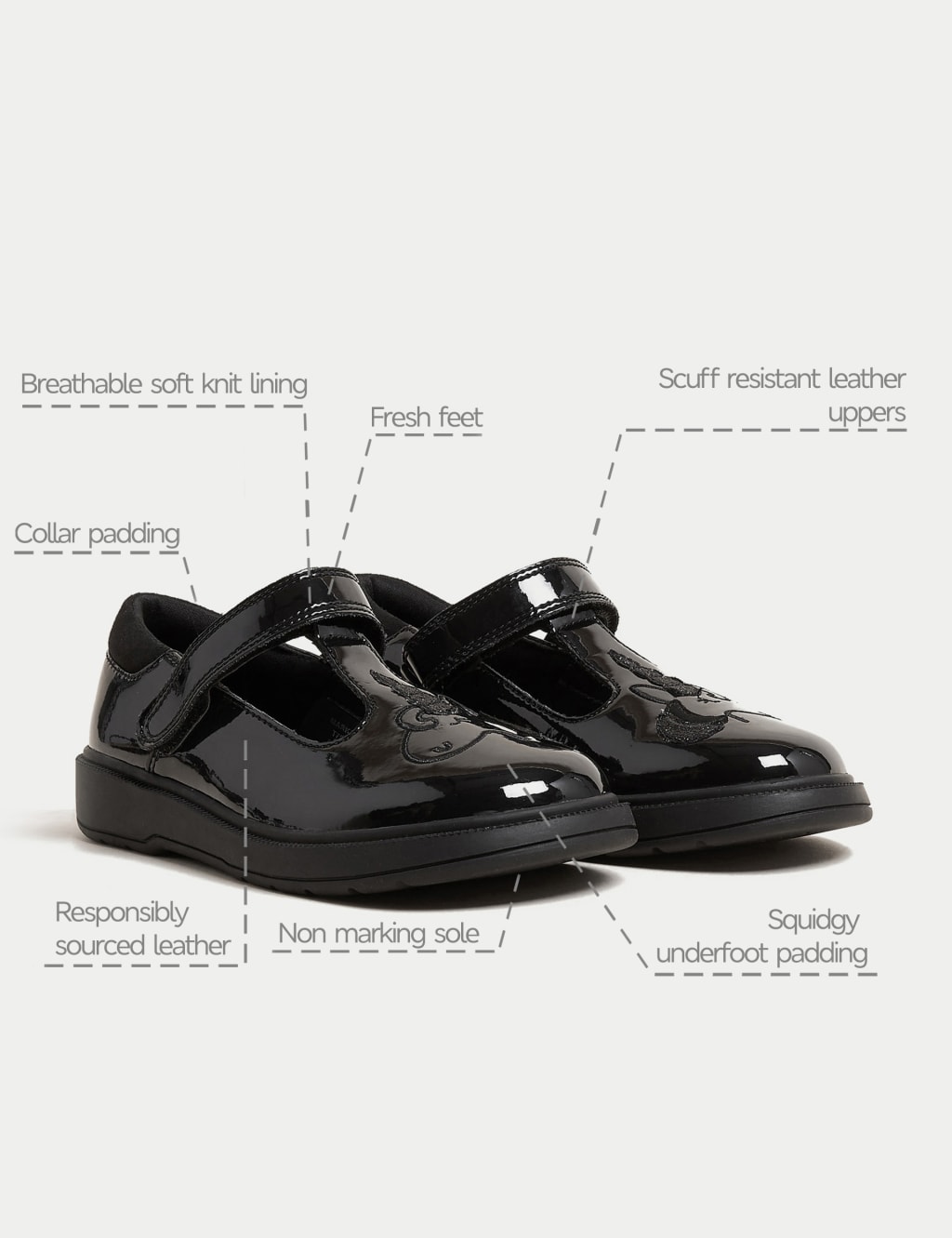 Kids' Leather Freshfeet™ Unicorn School Shoes (8 Small - 2 Large) image 6
