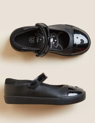 

Girls M&S Collection Kids' Leather Freshfeet™ Bunny School Shoes (8 Small - 2 Large) - Black, Black