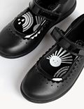 أحذية مدرسية للأطفال من الجلد مع شريط لاصق فيلكرو (8 صغير - 2 كبير)