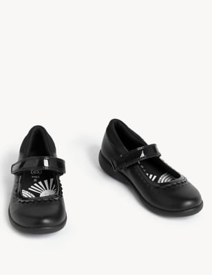Kids' Leather Riptape School Shoes (8 Small - 2 Large)