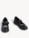 أحذية مدرسية للأطفال من الجلد مع شريط لاصق فيلكرو (8 صغير - 2 كبير)