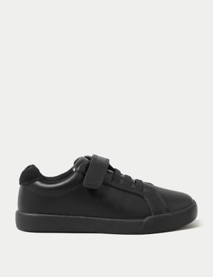 M&S Kids Leather Riptape School Shoes (8 Small-1 Large) - 8 SNAR - Black, Black