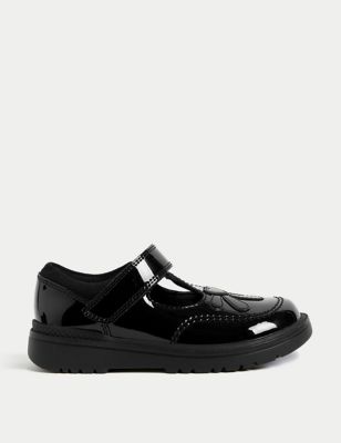M&S Girls Patent Leather School Shoes (8 Small - 2 Large) - 13.5SSTD - Black, Black