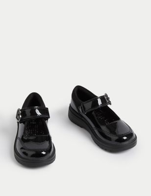 Kids' Patent Leather Buckle School Shoes (8 Small - 2 Large)