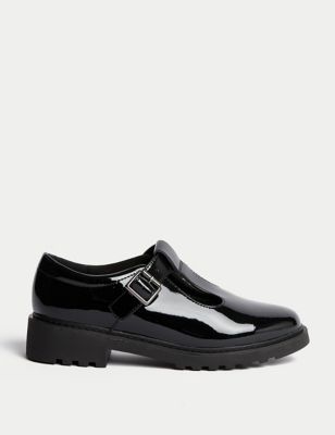 M&S Girls Leather T-Bar School Shoes (13 Small - 7 Large) - 2.5 LSTD - Black, Black