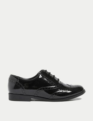 M&S Girls Leather Freshfeet School Shoes (13 Small - 7 Large) - 2.5 L - Black, Black