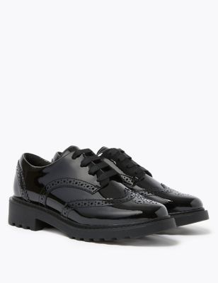M&S Girls Leather Brogue School Shoes (13 Small - 7 Large) - 4 LNAR - Black, Black