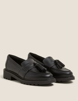 

M&S Collection Kinder-Lederschuhe zum Hineinschlüpfen für die Schule (32-40,5) - Black, Black