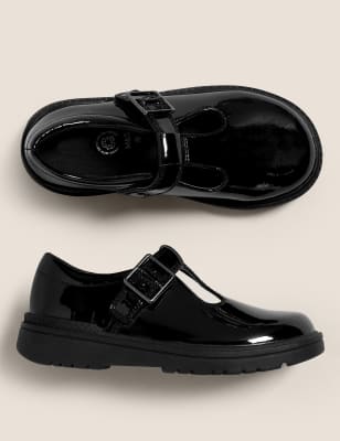 

M&S Collection Kinderschuhe aus Leder mit T-Klettverschluss für die Schule (25,5-33) - Black, Black