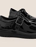Kids' Leather Riptape T Bar School Shoes (8 Small - 1 Large)