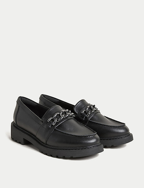 Marks And Spencer Girls M&S Collection Kids' Leather Loafer School Shoes (13 Small - 9 Large) - Black, Black