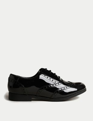 Marks And Spencer Girls M&S Collection Kids' Leather Freshfeet Lace School Shoes - Black, Black