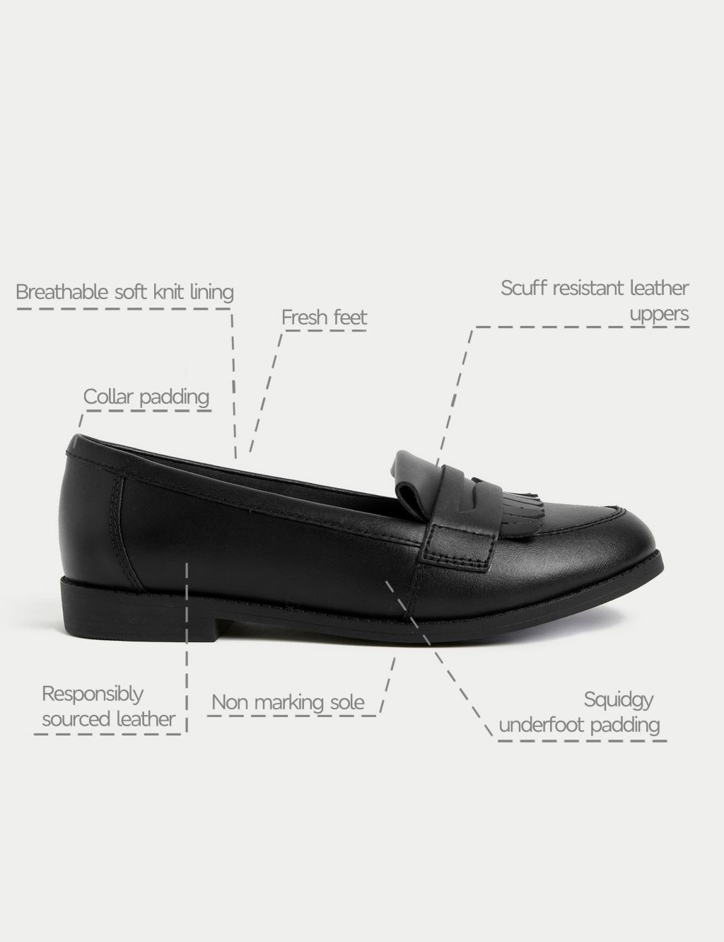 Kids' Leather Freshfeet™ School Loafers (13 Small - 7 Large) image 5