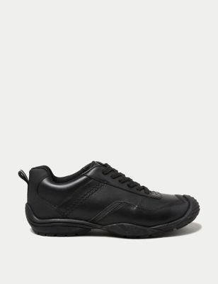 M&S Boys Leather Freshfeettm Lace School Shoes (13 Small - 9 Large) - 5.5 LSTD - Black, Black
