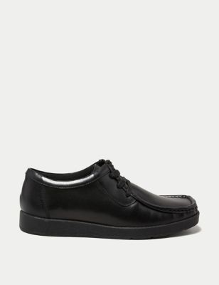 M&S Kids Leather Lace School Shoes (13 Small - 9 Large) - 8 LSTD - Black, Black
