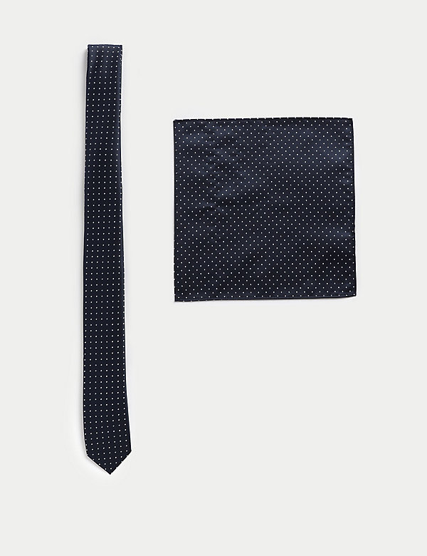 Krawatte und Einstecktuch mit Punktmuster für Kinder - AT