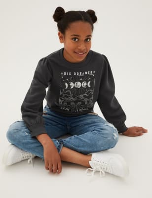 

Girls M&S Collection Cotton Cosmic Slogan Sweatshirt (6-16 Yrs) - Charcoal, Charcoal